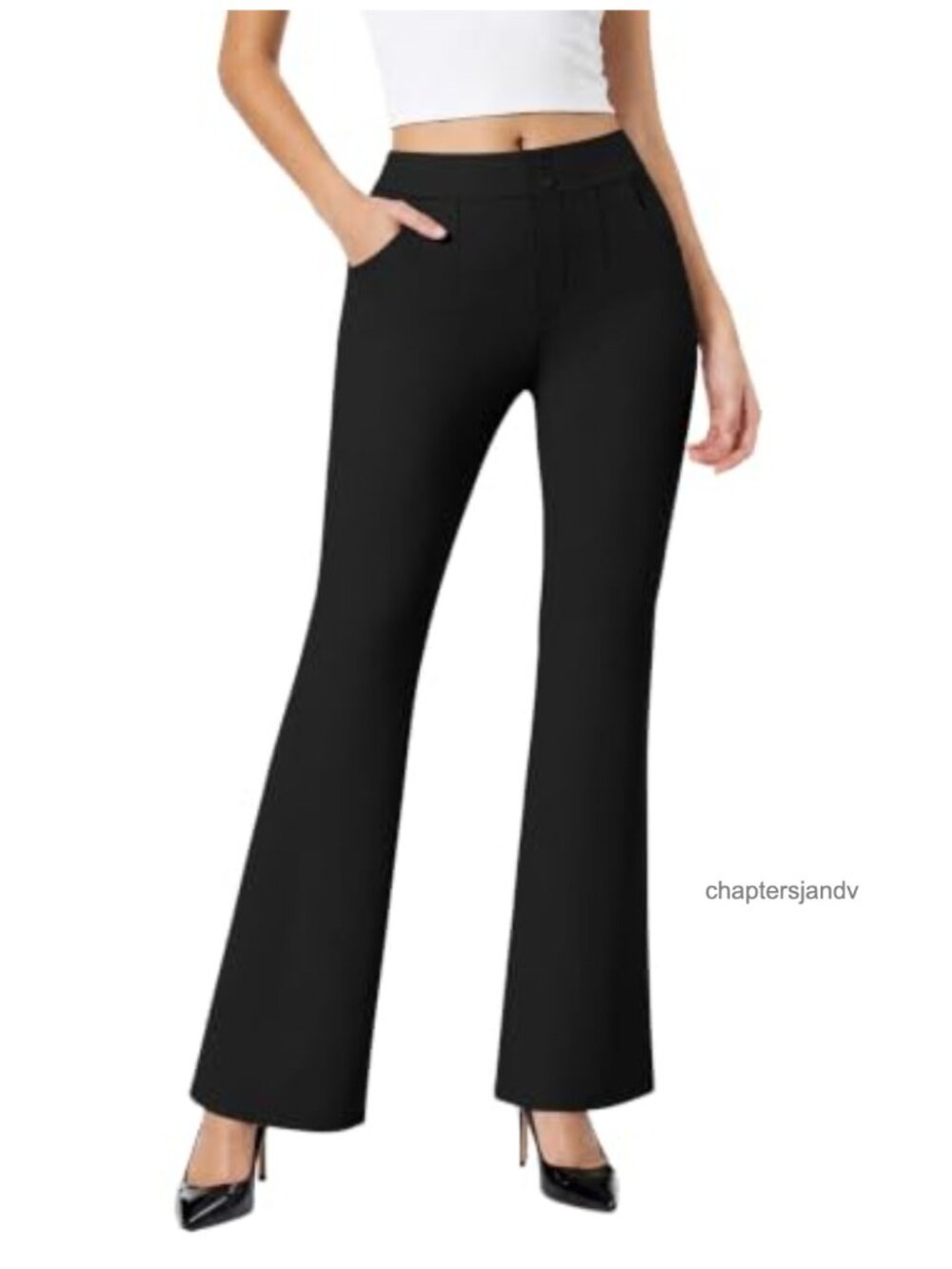Women's Flare Bootcut Work Pants Stretchy High Waist Pull On Trousers